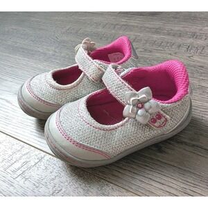 Stride Rite Surprize Pauline Baby Girls Silver Pink Sparkle Sandals Sz 3 Toddler